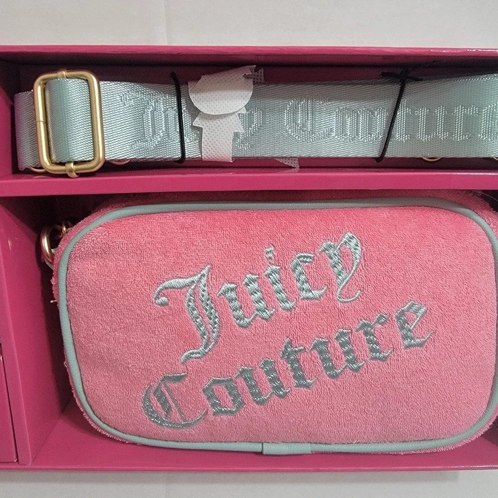 NEW Juicy Couture Slim Camera Bag & Envelope CC & Strap‎ SE Pink Lemonade 3 Set